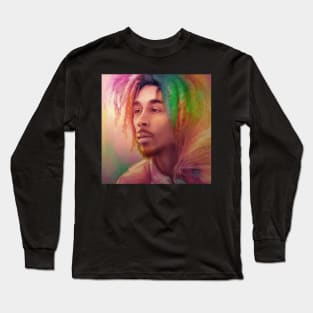 Bob Marley Portrait Painting Long Sleeve T-Shirt